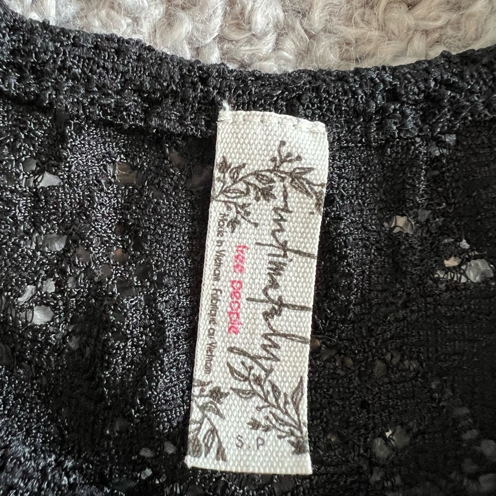 Free People Racerback Black Lace Tank Top Size Small - Picture 5 of 6
